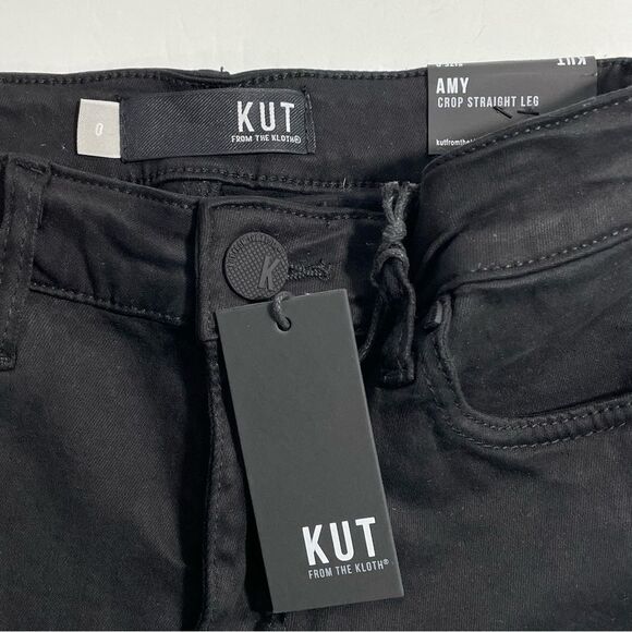 NWT Kut From The Kloth Amy Crop Straight Leg Jeans Black Size 0 Denim‎ - Picture 4 of 7